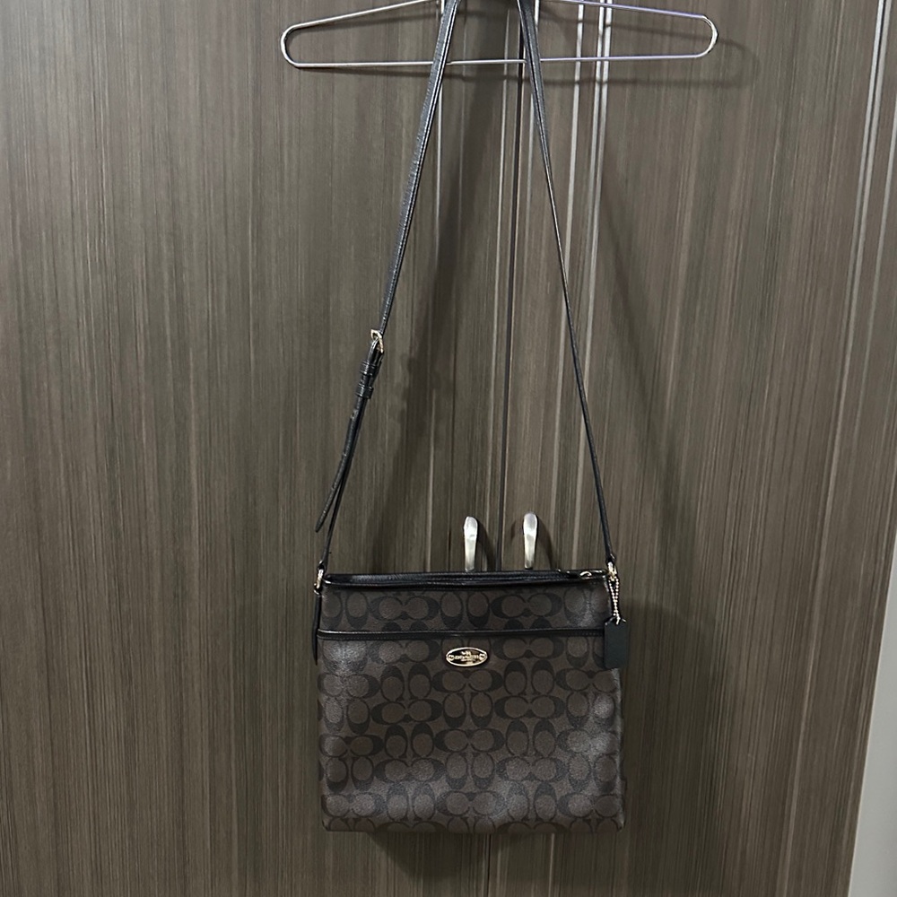 Coach Black and Brown Signature Crossbody Bag
